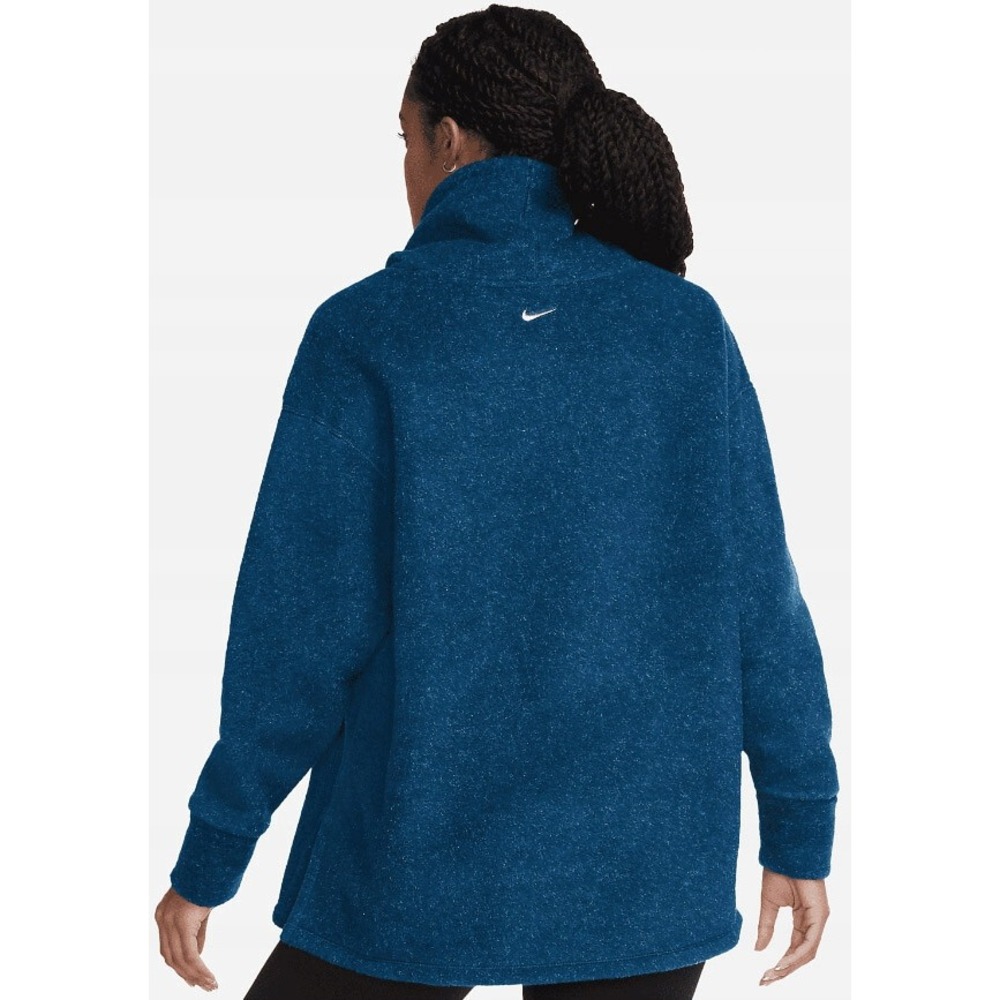 NIKE Fleece Cozy Funnel Cowl Neck Sweatshirt Blue Oversized Pocket Sweater XS - Picture 10 of 16